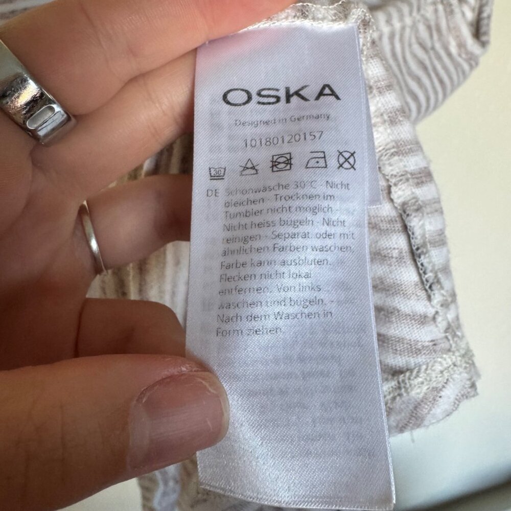 Oska Womens Striped Linen-Cotton Blend Sleeveless Top V-Neck Size 1 Beige - Picture 5 of 9